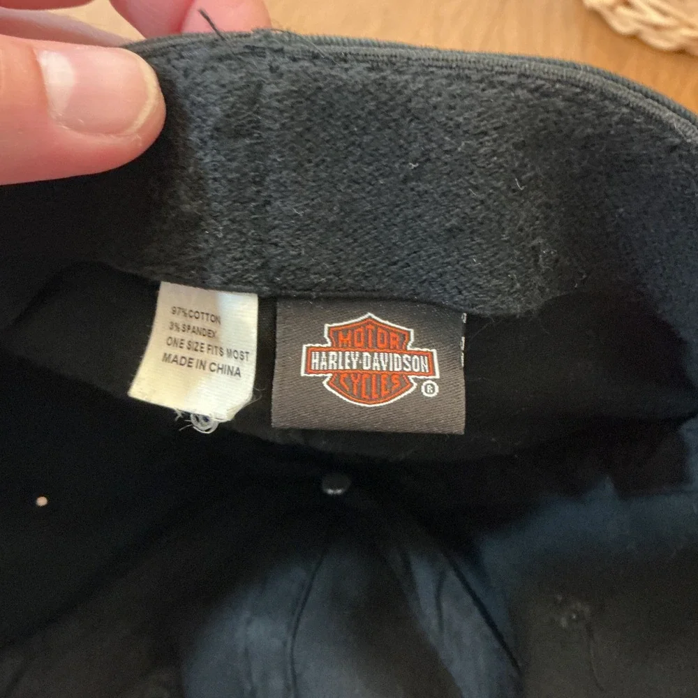 Y2K Harley-Davidson Grunge Biker Hat OSFM Black Embroidered Cap Daytona Beach FL